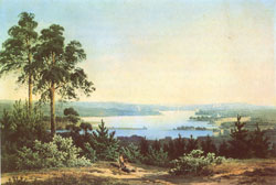 Blick vom Kirchberg Neu Fahrland auf den Jungfernsee. Um 1855